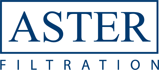 Синій логотип Aster Filtration на білому