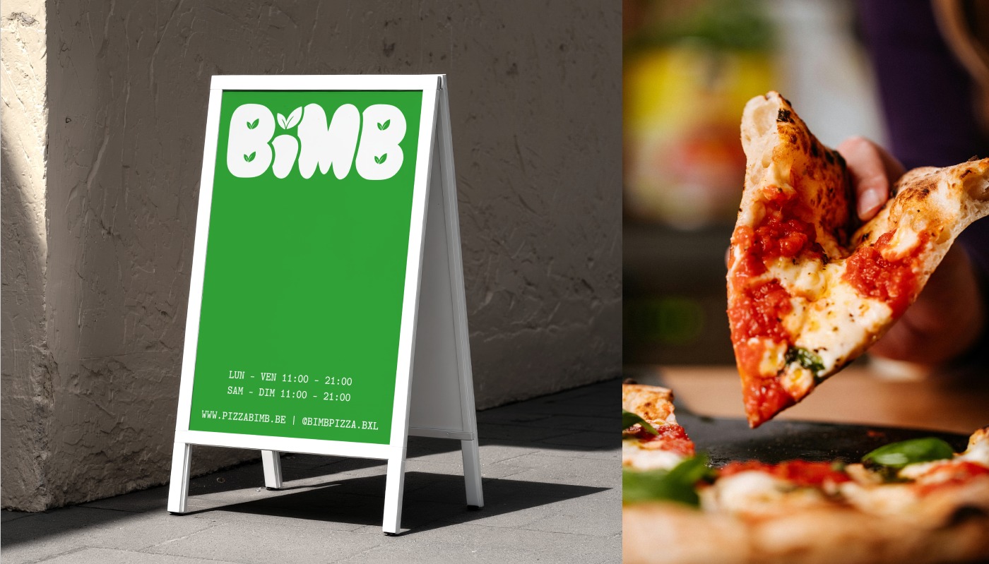 Штендер BIMB поруч зі шматочком маргарити