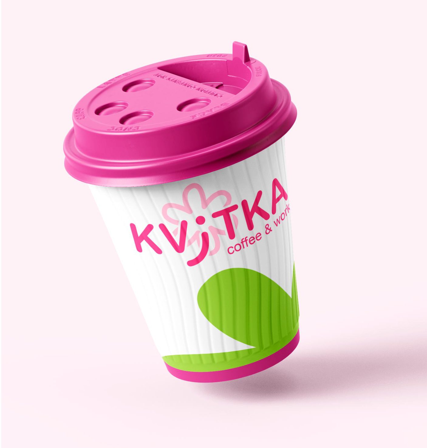 Стаканчик Kvitka 8 для кави з собою з рожевою кришкою