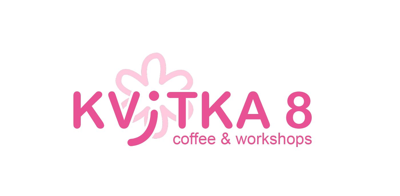 Рожевий логотип Kvitka 8 на білому